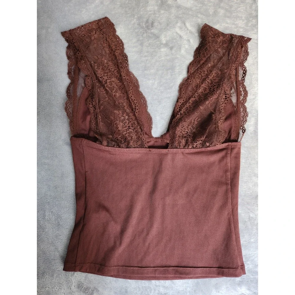 New $58 Free People Intimately Power Play Cami Brown XS Cocoa Tank Top NWT